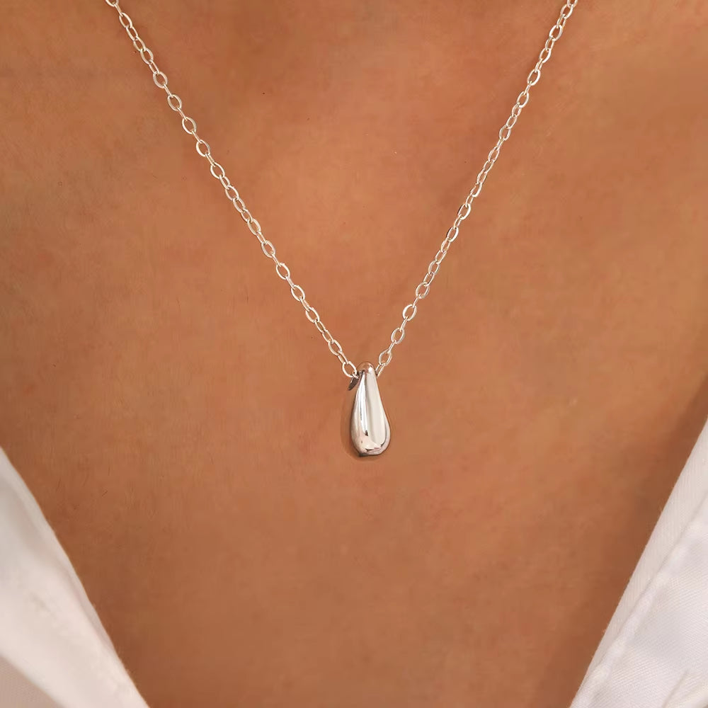 Stainless Steel Necklaces Minimalist Small Drop Pendant Chain Elegant Dainty Necklace for Women Jewelry Everyday Wear Gifts New