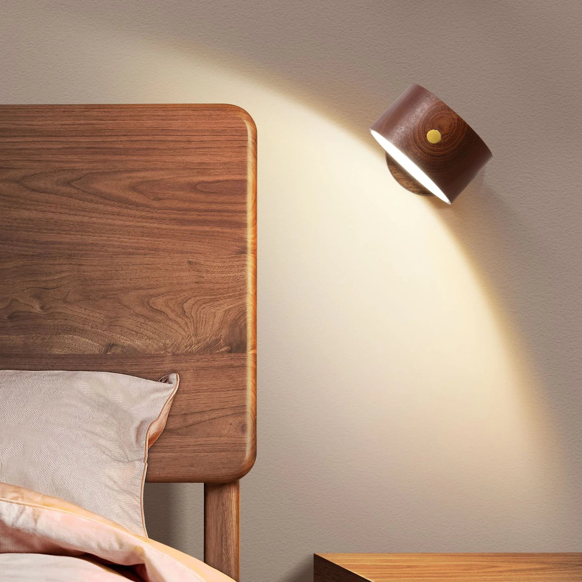 Walnut Magnetic Rechargeable Portable Motion Senseor Wall Lamp