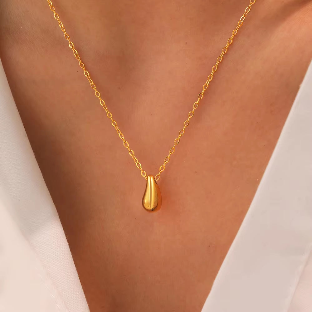 Stainless Steel Necklaces Minimalist Small Drop Pendant Chain Elegant Dainty Necklace for Women Jewelry Everyday Wear Gifts New