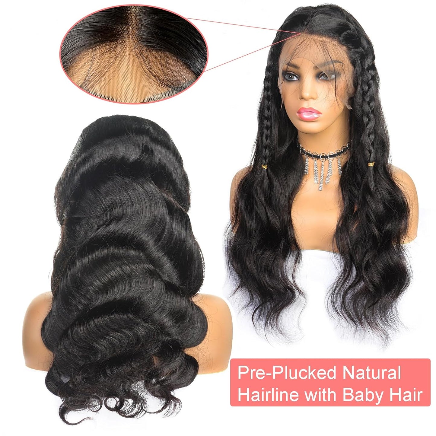 Body Wave Lace Front Wigs Human Hair 13X4 HD Lace Wigs Human Hair Pre Plucked Hairline with Baby Hair 180% Density Brazilian Virgin Human Hair Wigs for Black Women Glueless Lace Front Wigs 28 Inch